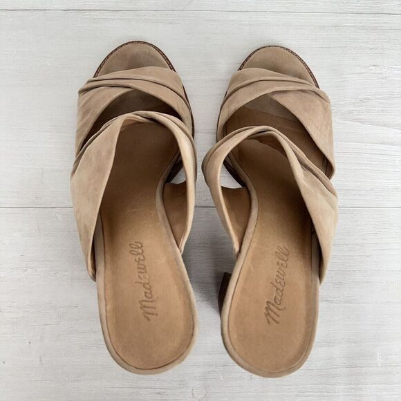 Madewell Gesine Mule Sandals Women 10 Taupe Suede Slip On Block Heel Open Toe - Picture 6 of 12